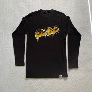 Y2K Sean Jean Long Sleeve‎ Waffle Knit Thermal Shirt Black Mens M Streetwear VTG